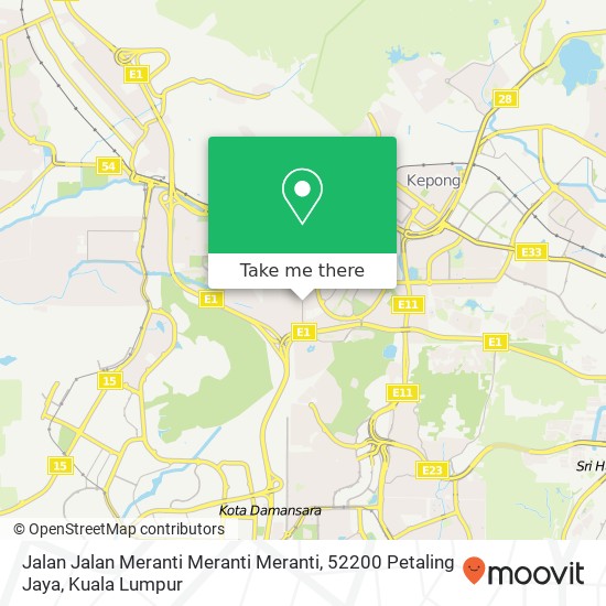 Peta Jalan Jalan Meranti Meranti Meranti, 52200 Petaling Jaya