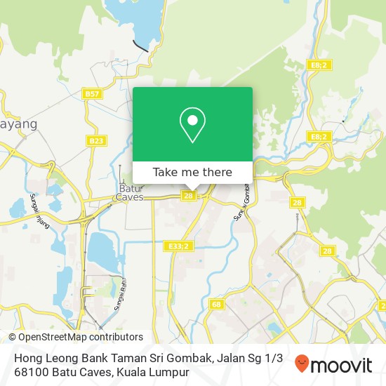 Peta Hong Leong Bank Taman Sri Gombak, Jalan Sg 1 / 3 68100 Batu Caves