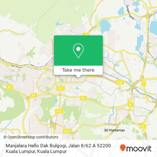Peta Manjalara Hello Dak Bulgogi, Jalan 8 / 62 A 52200 Kuala Lumpur