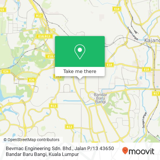 Peta Bevmac Engineering Sdn. Bhd., Jalan P / 13 43650 Bandar Baru Bangi