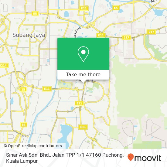 Sinar Asli Sdn. Bhd., Jalan TPP 1 / 1 47160 Puchong map