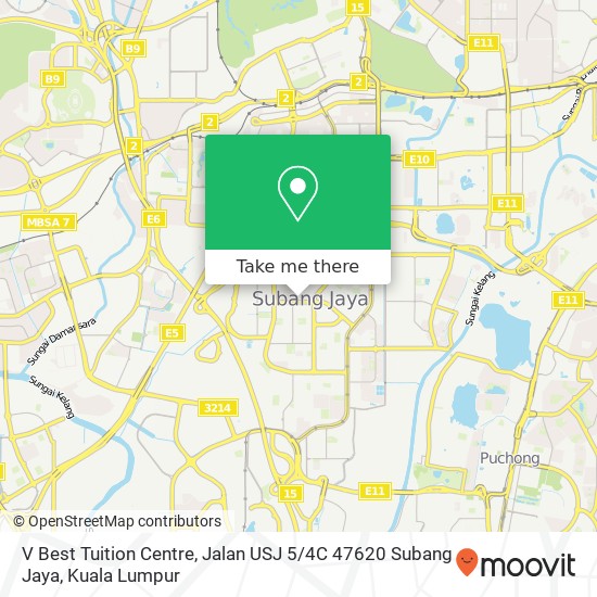 Peta V Best Tuition Centre, Jalan USJ 5 / 4C 47620 Subang Jaya