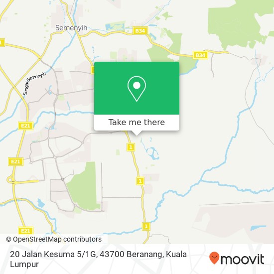 Peta 20 Jalan Kesuma 5 / 1G, 43700 Beranang