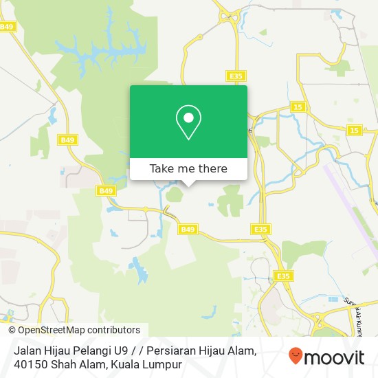 Peta Jalan Hijau Pelangi U9 / / Persiaran Hijau Alam, 40150 Shah Alam