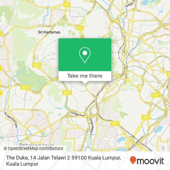 Peta The Duke, 14 Jalan Telawi 2 59100 Kuala Lumpur