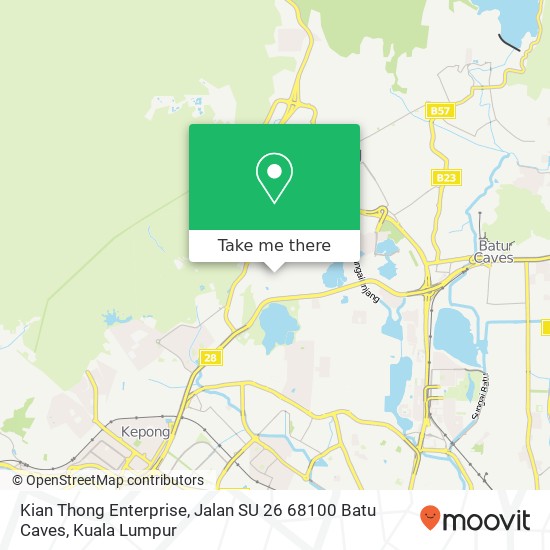 Peta Kian Thong Enterprise, Jalan SU 26 68100 Batu Caves
