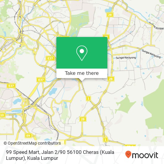 Peta 99 Speed Mart, Jalan 2 / 90 56100 Cheras (Kuala Lumpur)