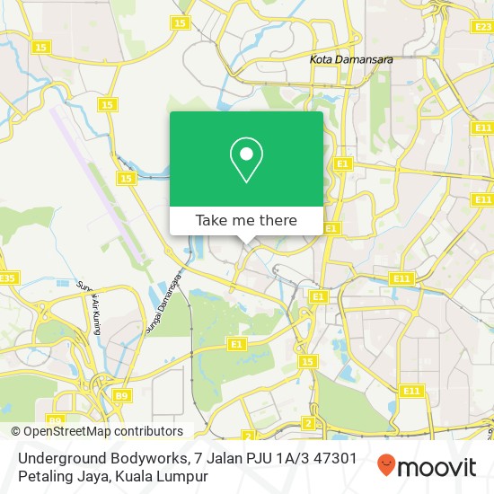 Peta Underground Bodyworks, 7 Jalan PJU 1A / 3 47301 Petaling Jaya