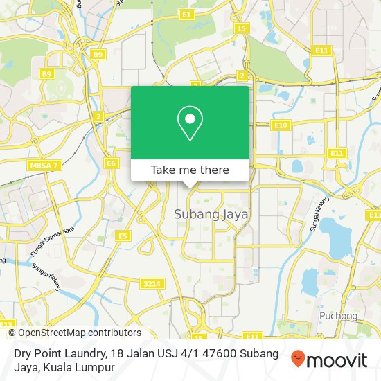 Peta Dry Point Laundry, 18 Jalan USJ 4 / 1 47600 Subang Jaya