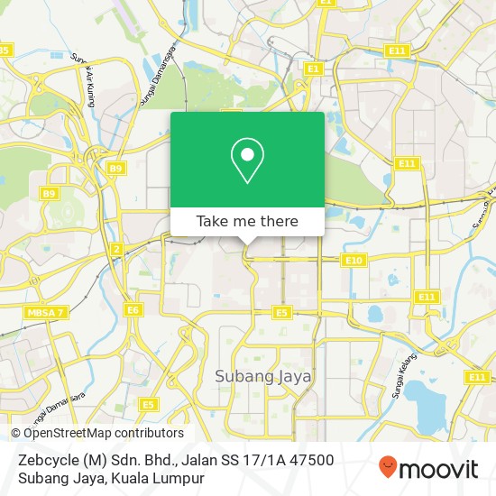 Zebcycle (M) Sdn. Bhd., Jalan SS 17 / 1A 47500 Subang Jaya map