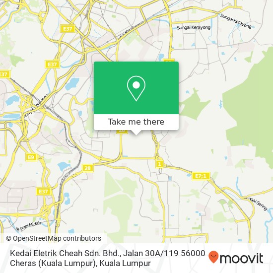 Kedai Eletrik Cheah Sdn. Bhd., Jalan 30A / 119 56000 Cheras (Kuala Lumpur) map