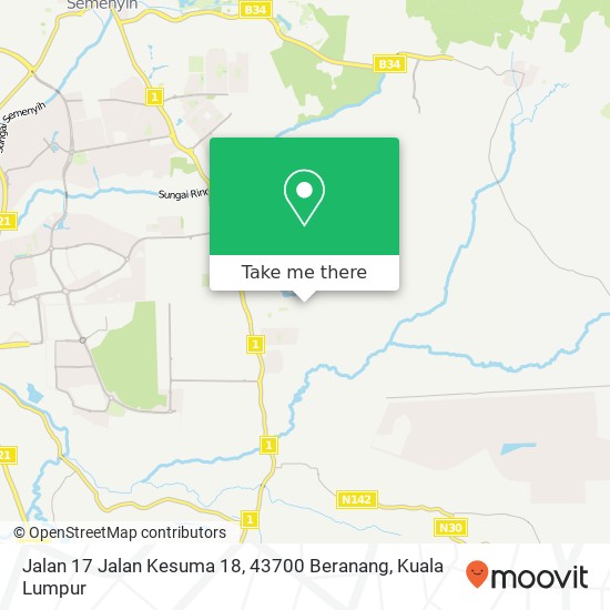 Peta Jalan 17 Jalan Kesuma 18, 43700 Beranang