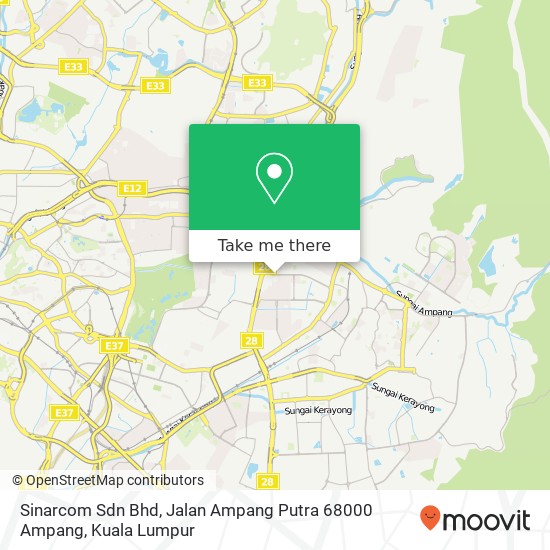 Sinarcom Sdn Bhd, Jalan Ampang Putra 68000 Ampang map