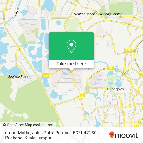 Peta smart Maths, Jalan Putra Perdana 5C / 1 47130 Puchong