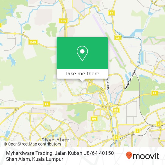 Peta Myhardware Trading, Jalan Kubah U8 / 64 40150 Shah Alam