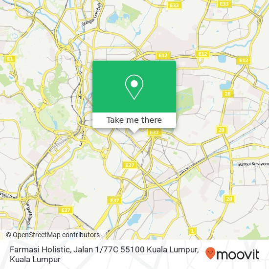 Peta Farmasi Holistic, Jalan 1 / 77C 55100 Kuala Lumpur