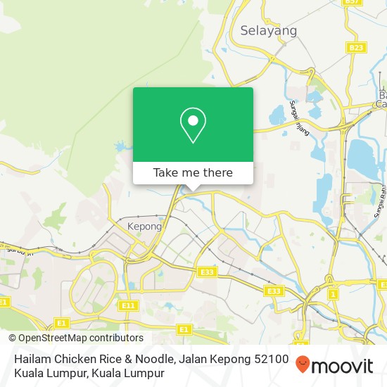 Peta Hailam Chicken Rice & Noodle, Jalan Kepong 52100 Kuala Lumpur