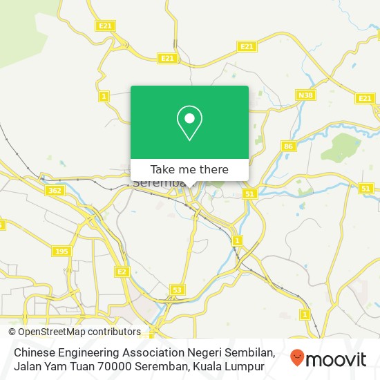 Chinese Engineering Association Negeri Sembilan, Jalan Yam Tuan 70000 Seremban map