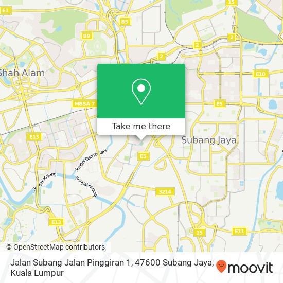 Peta Jalan Subang Jalan Pinggiran 1, 47600 Subang Jaya