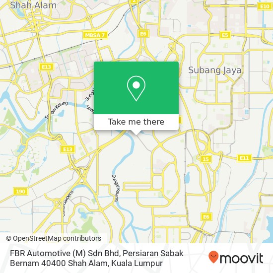 FBR Automotive (M) Sdn Bhd, Persiaran Sabak Bernam 40400 Shah Alam map