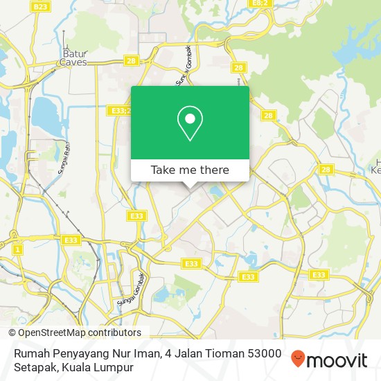 Peta Rumah Penyayang Nur Iman, 4 Jalan Tioman 53000 Setapak