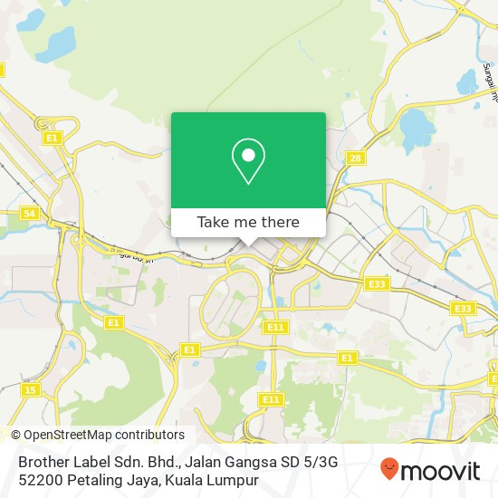 Brother Label Sdn. Bhd., Jalan Gangsa SD 5 / 3G 52200 Petaling Jaya map