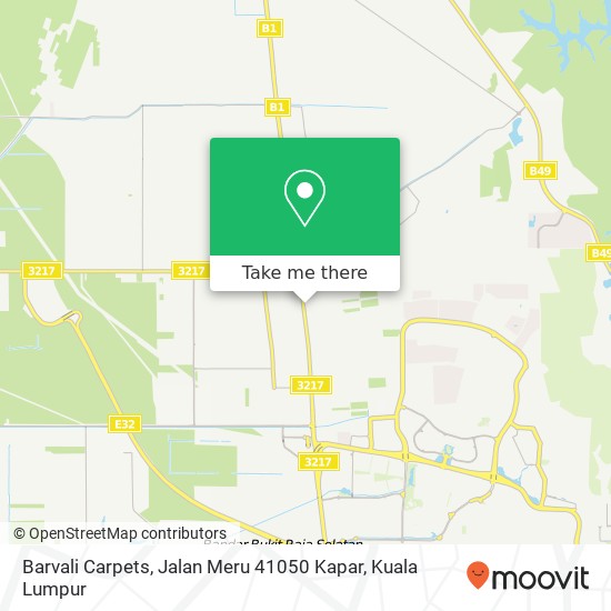 Peta Barvali Carpets, Jalan Meru 41050 Kapar