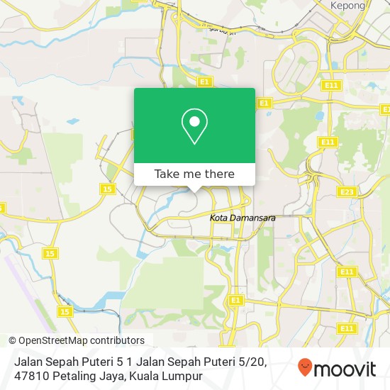 Peta Jalan Sepah Puteri 5 1 Jalan Sepah Puteri 5 / 20, 47810 Petaling Jaya