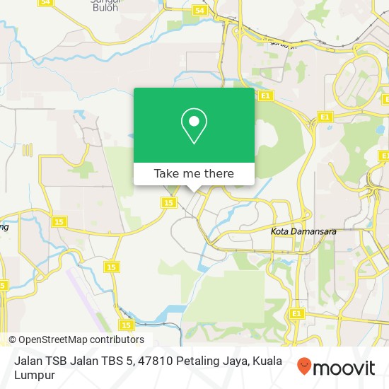 Peta Jalan TSB Jalan TBS 5, 47810 Petaling Jaya