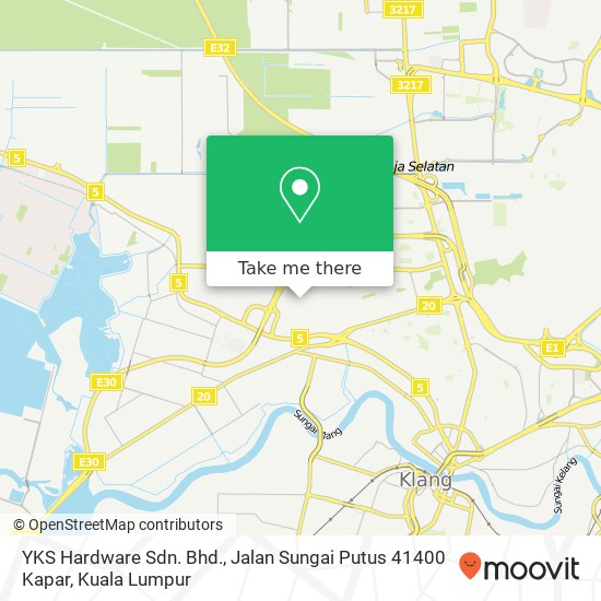 YKS Hardware Sdn. Bhd., Jalan Sungai Putus 41400 Kapar map