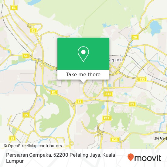 Peta Persiaran Cempaka, 52200 Petaling Jaya