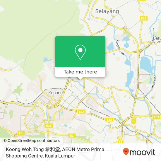 Koong Woh Tong 恭和堂, AEON Metro Prima Shopping Centre map