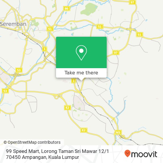 99 Speed Mart, Lorong Taman Sri Mawar 12 / 1 70450 Ampangan map