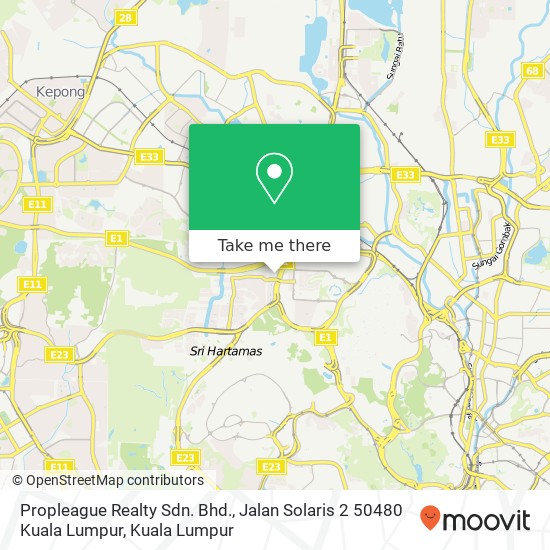 Peta Propleague Realty Sdn. Bhd., Jalan Solaris 2 50480 Kuala Lumpur