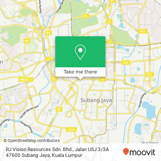 Peta RJ Vision Resources Sdn. Bhd., Jalan USJ 3 / 3A 47600 Subang Jaya