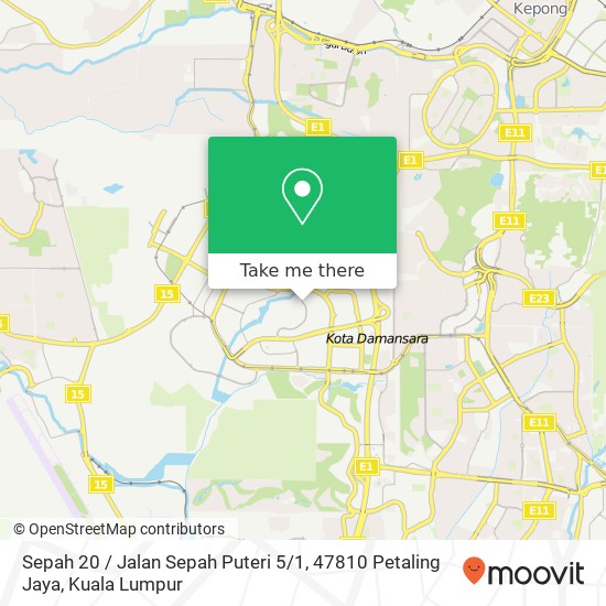 Peta Sepah 20 / Jalan Sepah Puteri 5 / 1, 47810 Petaling Jaya