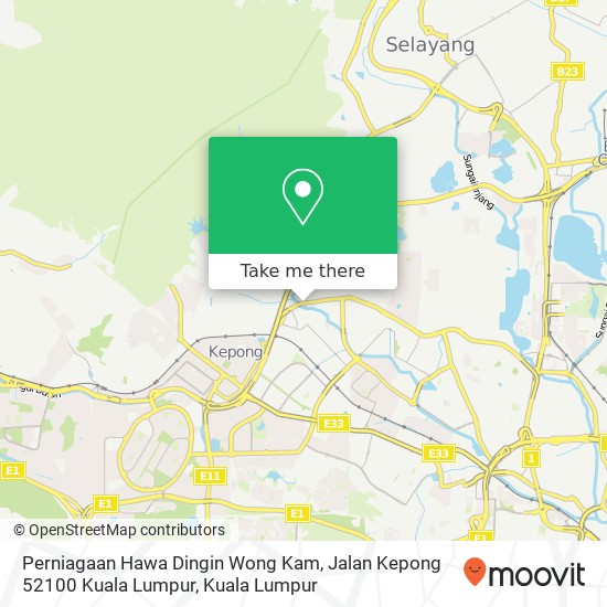 Peta Perniagaan Hawa Dingin Wong Kam, Jalan Kepong 52100 Kuala Lumpur