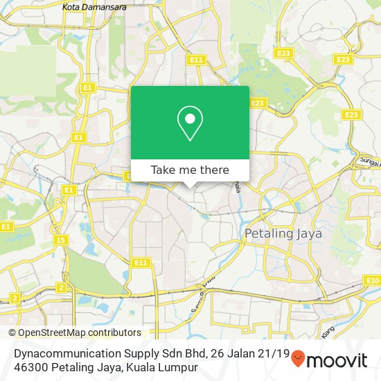 Peta Dynacommunication Supply Sdn Bhd, 26 Jalan 21 / 19 46300 Petaling Jaya