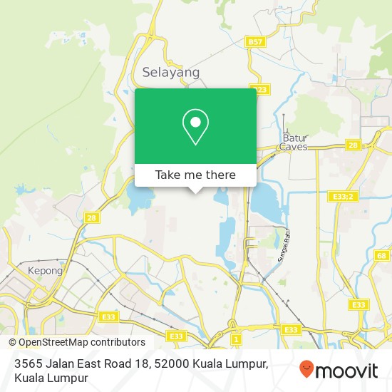 Peta 3565 Jalan East Road 18, 52000 Kuala Lumpur