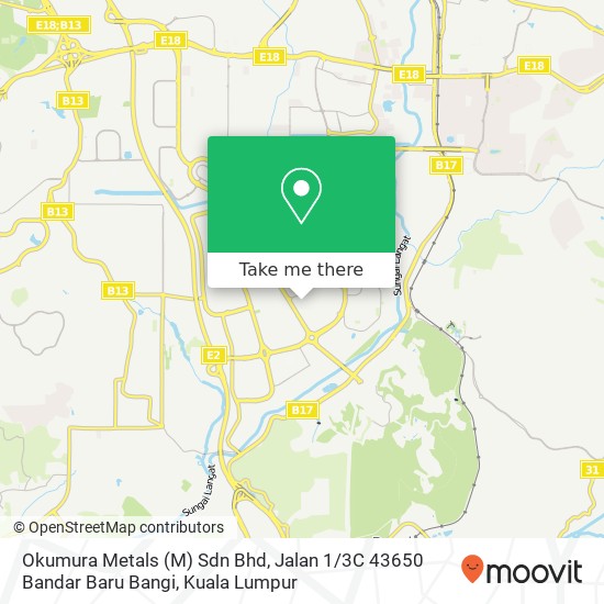 Peta Okumura Metals (M) Sdn Bhd, Jalan 1 / 3C 43650 Bandar Baru Bangi