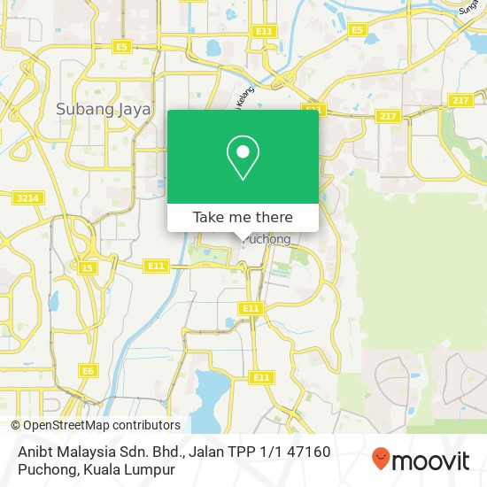Anibt Malaysia Sdn. Bhd., Jalan TPP 1 / 1 47160 Puchong map
