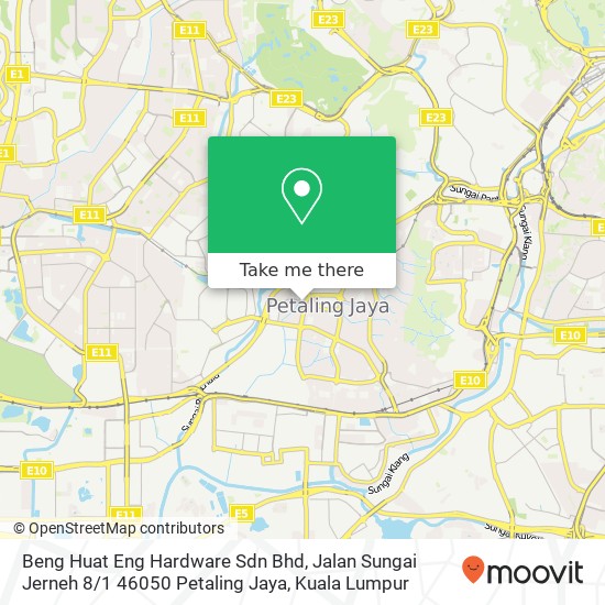 Peta Beng Huat Eng Hardware Sdn Bhd, Jalan Sungai Jerneh 8 / 1 46050 Petaling Jaya