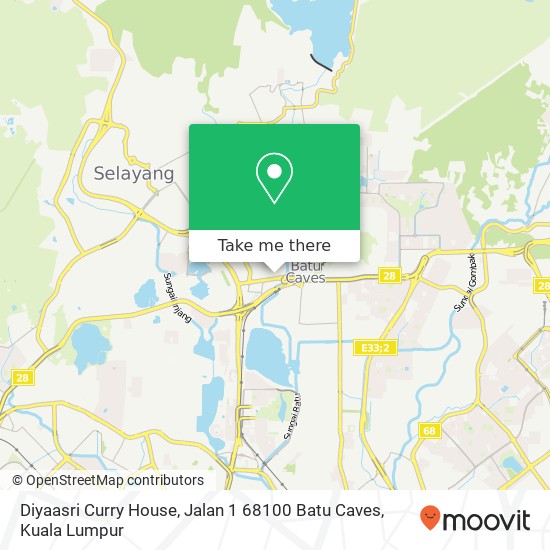 Peta Diyaasri Curry House, Jalan 1 68100 Batu Caves