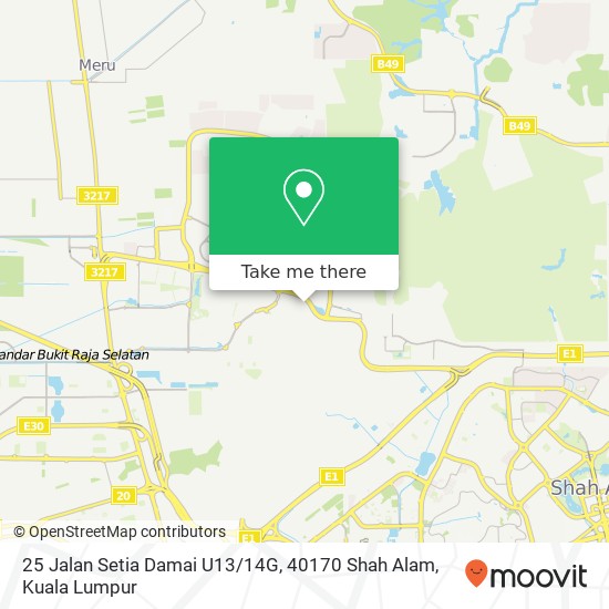 Peta 25 Jalan Setia Damai U13 / 14G, 40170 Shah Alam