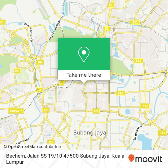 Peta Bechem, Jalan SS 19 / 10 47500 Subang Jaya