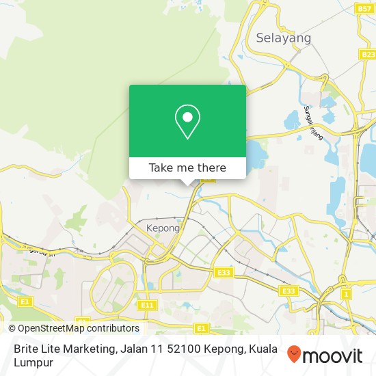 Peta Brite Lite Marketing, Jalan 11 52100 Kepong
