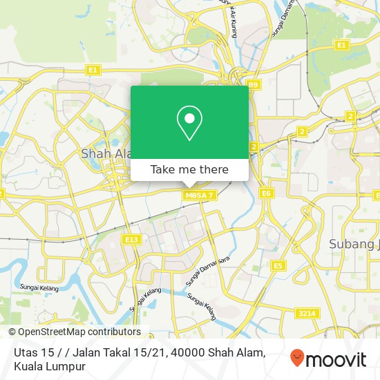 Utas 15 / / Jalan Takal 15 / 21, 40000 Shah Alam map