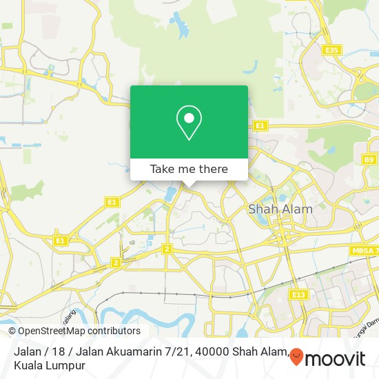 Peta Jalan / 18 / Jalan Akuamarin 7 / 21, 40000 Shah Alam