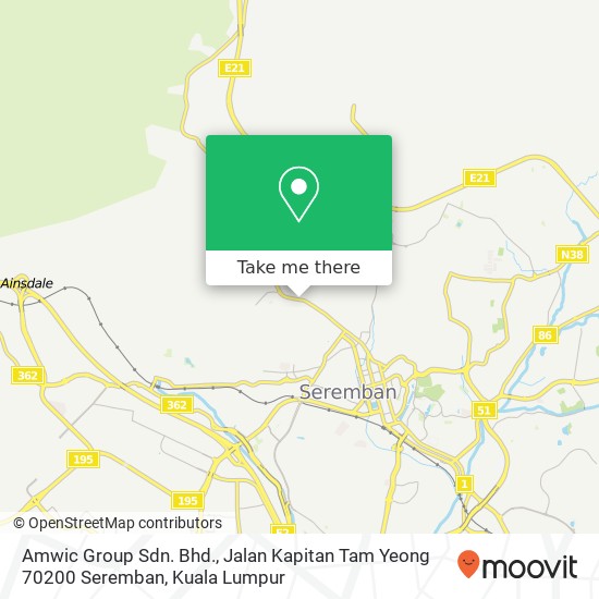 Amwic Group Sdn. Bhd., Jalan Kapitan Tam Yeong 70200 Seremban map