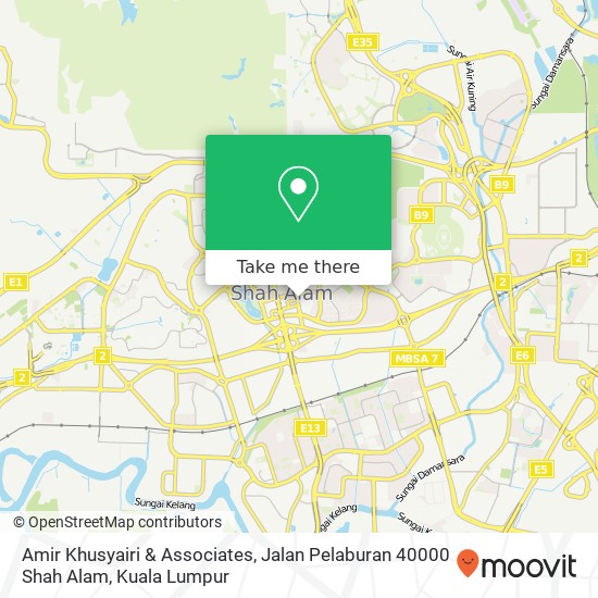 Peta Amir Khusyairi & Associates, Jalan Pelaburan 40000 Shah Alam